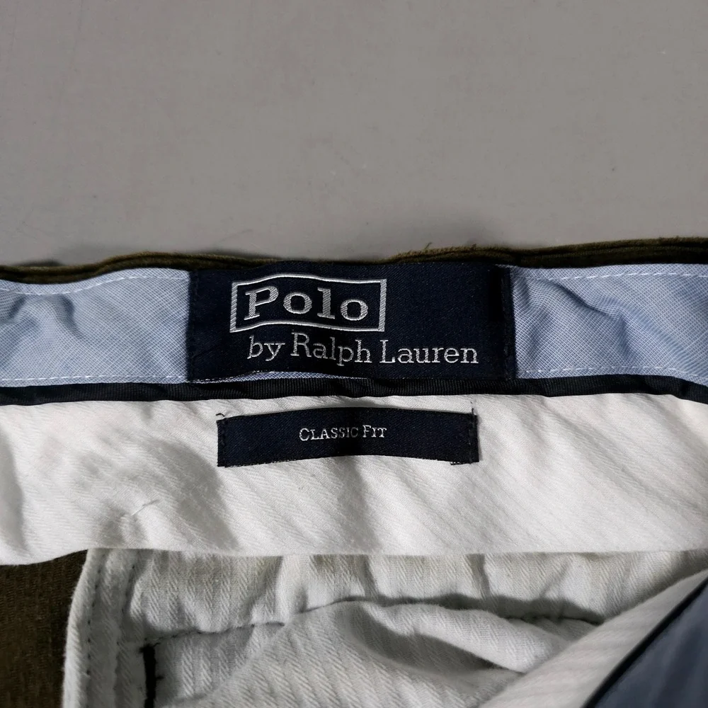 Polo Ralph Lauren Corduroy Pants Mens 38x30 Green Classic Fit Stretch Trousers‎